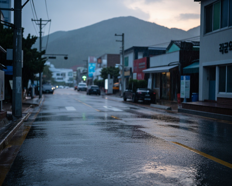 Heavy rain in a South Korean coastal city