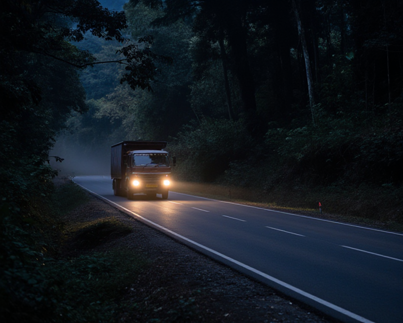 A lonely highway at night in Nepal