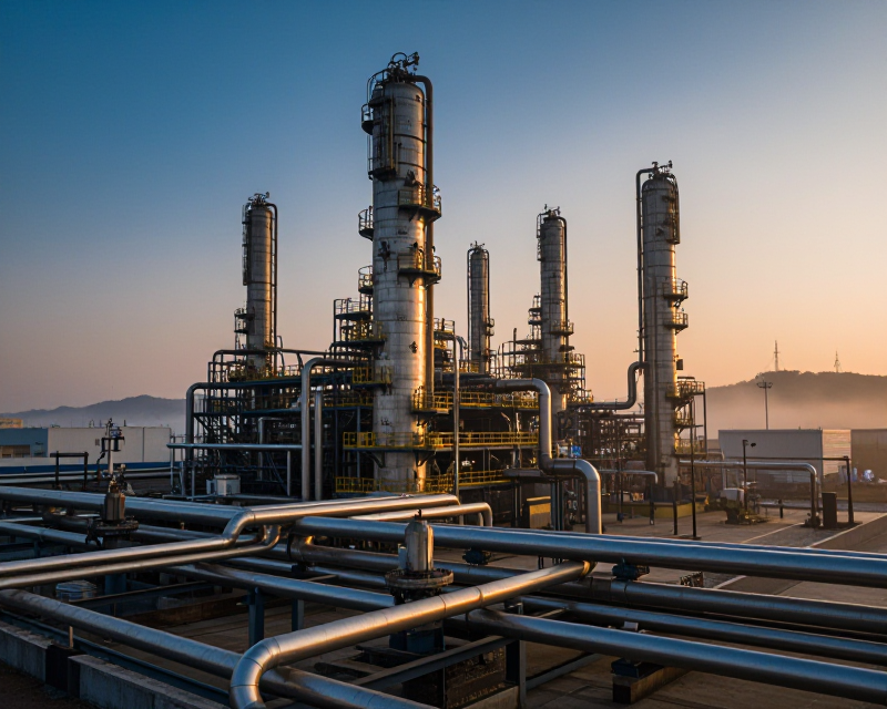 Modern Oil Refinery at Dawn