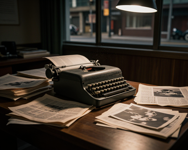 Cinematic 1970s Korean Newsroom