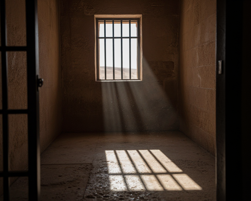 A somber prison atmosphere